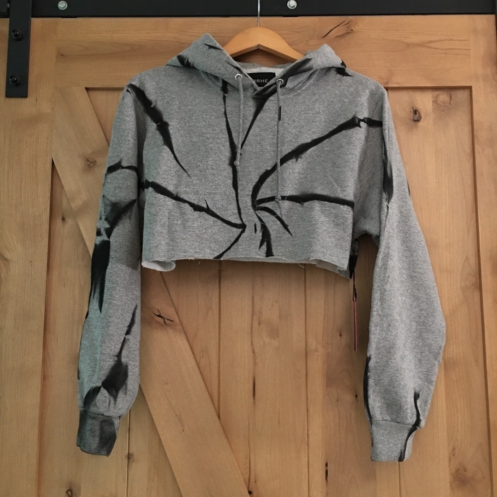 NWT MYRRHE Tie Dyed Cropped Hoodie Sweatshirt Size XS